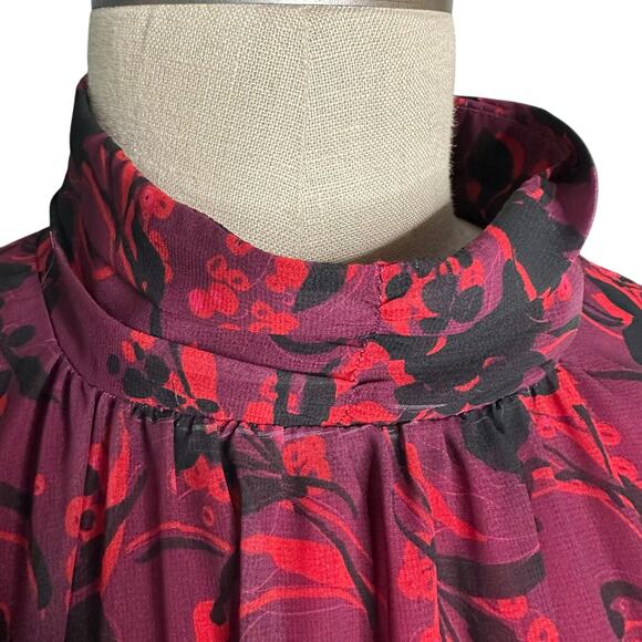 LDT Brooke Maxi Dress Purple Red Floral Pattern Long Women's Size 14 Glam Chic - Picture 7 of 14